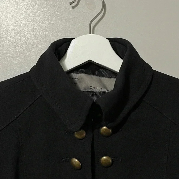 Zara Military Style High Collar Peacoat Black - Picture 4 of 11